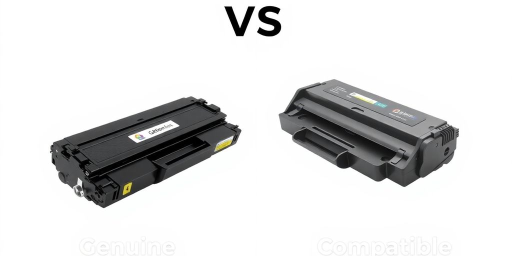 Comparison of genuine and compatible toner cartridges.