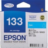 Compatible Epson T133 cyan ink cartridge for Epson printers, high-quality replacement cartridge for vibrant color printing