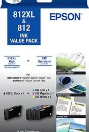 Reliable Epson 812XL 812 Ink 4 -Pack – Black & Colour